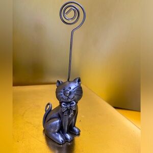 PEWTER HAPPY CAT PHOTO MEMO NOTE CLIP 5”
